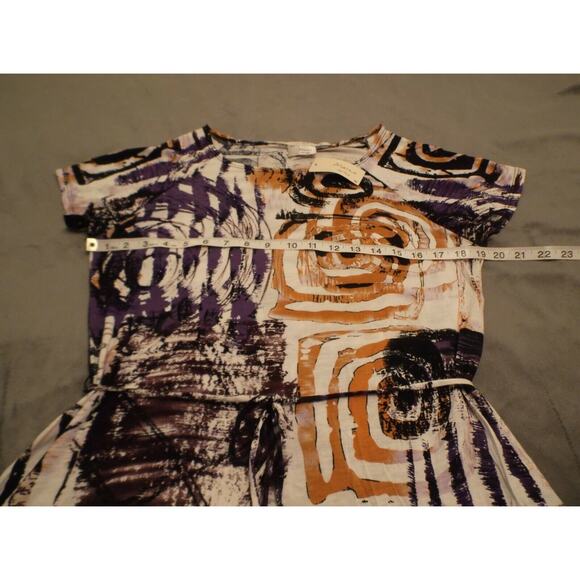 Marco New York Knit Top Women's M Multicolor Print Short Sleeve Tie Belt Tunic - Picture 8 of 9
